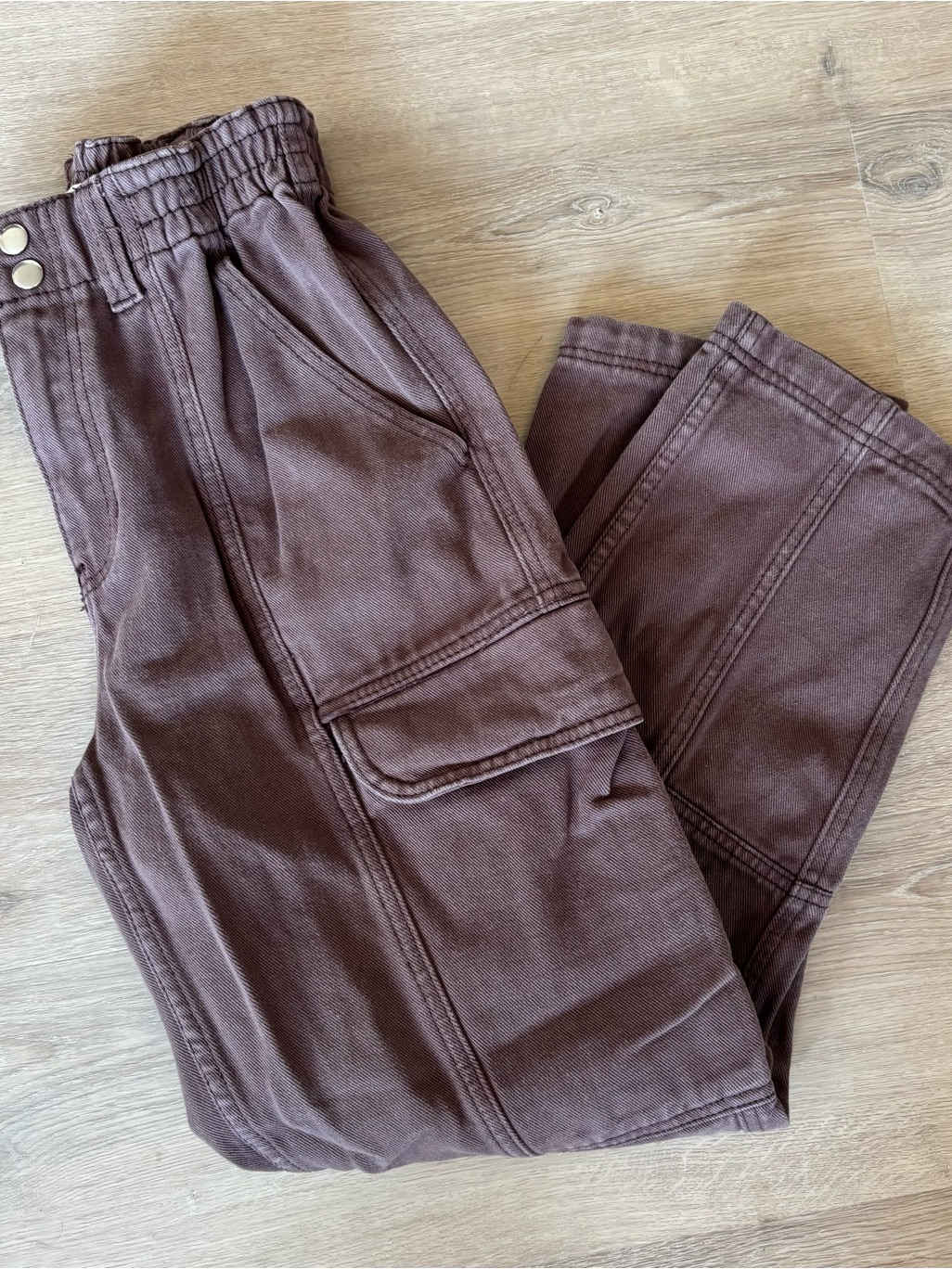 Brown Cargo Pants - Elastic Waist